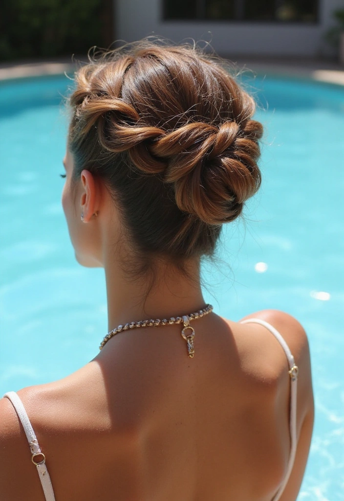 37 Effortless Pool Hair Ideas for Women (Stay Stylish and Protected!) - 13. Braided Bun