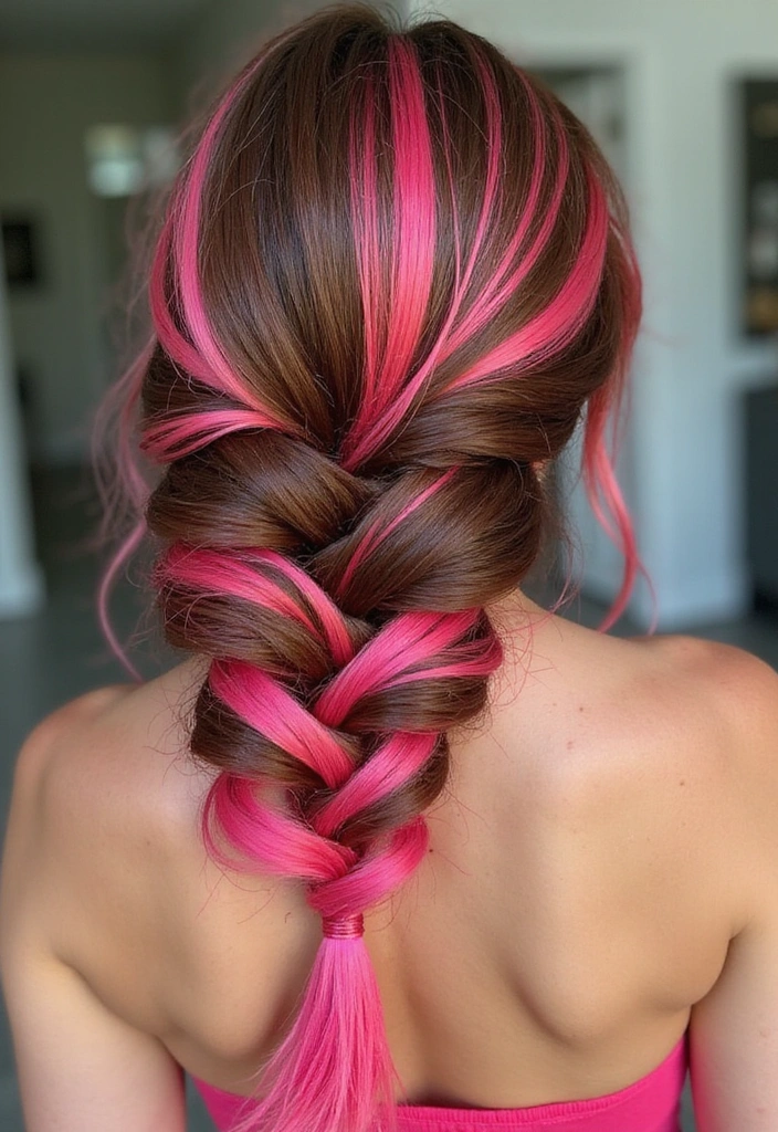 38 Eye-Catching Pink Highlights for Brown Hair in 2025 (Dare to Be Bold!) - 10. Flamingo Pink Accents