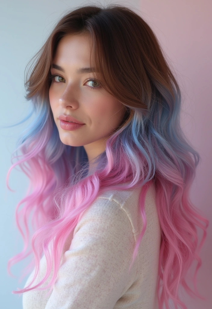 38 Eye-Catching Pink Highlights for Brown Hair in 2025 (Dare to Be Bold!) - 13. Cotton Candy Layers