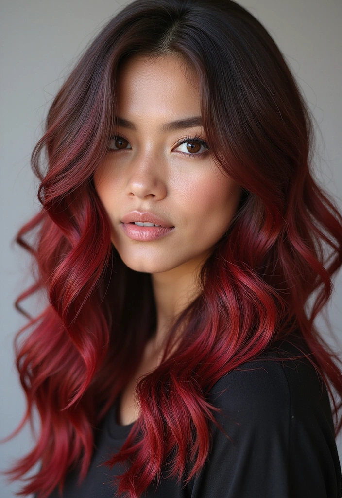 38 Eye-Catching Pink Highlights for Brown Hair in 2025 (Dare to Be Bold!) - 16. Cherry Red Highlights