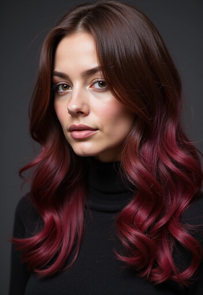 38 Eye-Catching Pink Highlights for Brown Hair in 2025 (Dare to Be Bold!) - 26. Intense Raspberry Highlights