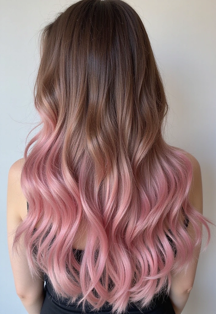 38 Eye-Catching Pink Highlights for Brown Hair in 2025 (Dare to Be Bold!) - 31. Soft Pink Balayage