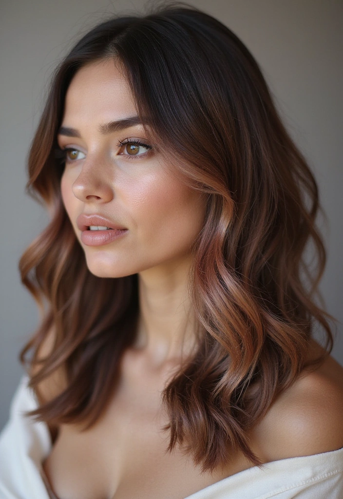 38 Eye-Catching Pink Highlights for Brown Hair in 2025 (Dare to Be Bold!) - 38. Dusty Rose Highlights