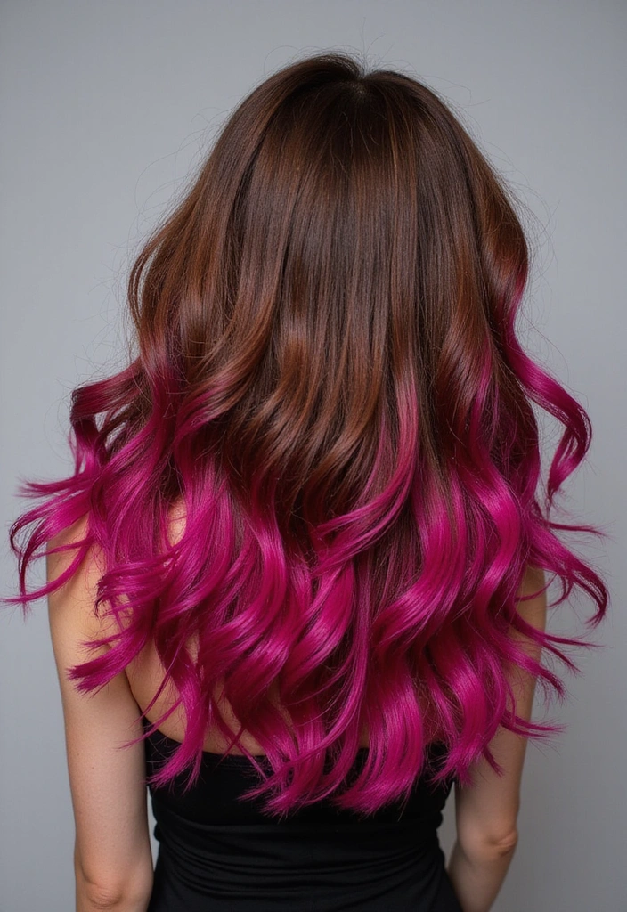 38 Eye-Catching Pink Highlights for Brown Hair in 2025 (Dare to Be Bold!) - 5. Fuchsia Flicks
