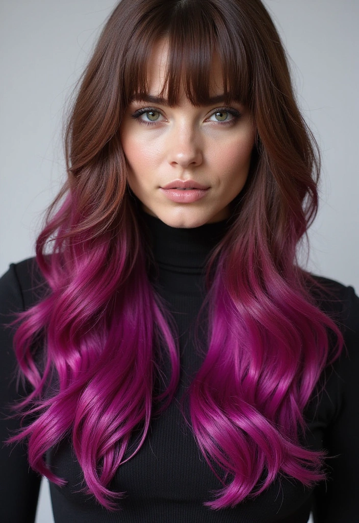 38 Eye-Catching Pink Highlights for Brown Hair in 2025 (Dare to Be Bold!) - 7. Magenta Panels