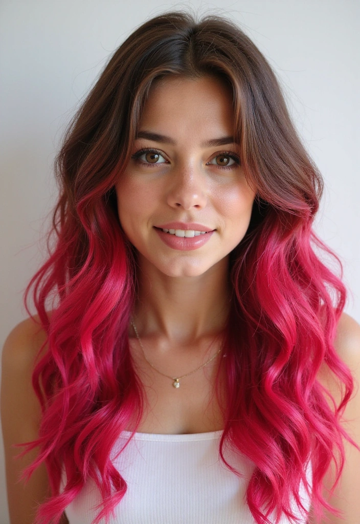 38 Eye-Catching Pink Highlights for Brown Hair in 2025 (Dare to Be Bold!) - 8. Raspberry Tips