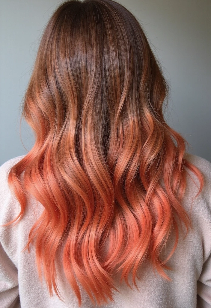 38 Eye-Catching Pink Highlights for Brown Hair in 2025 (Dare to Be Bold!) - 9. Coral Highlights