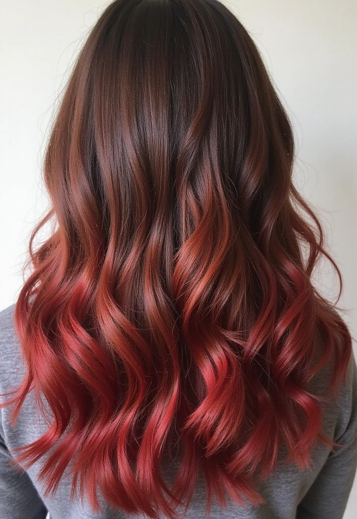41 DIY Brown Hair with Red Highlights Ideas You Can Try at Home! - 14. Color Melting Technique
