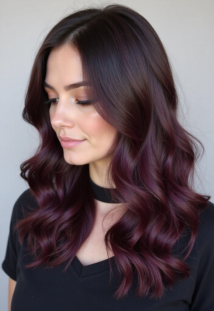 41 DIY Brown Hair with Red Highlights Ideas You Can Try at Home! - 18. Deep Plum Highlights