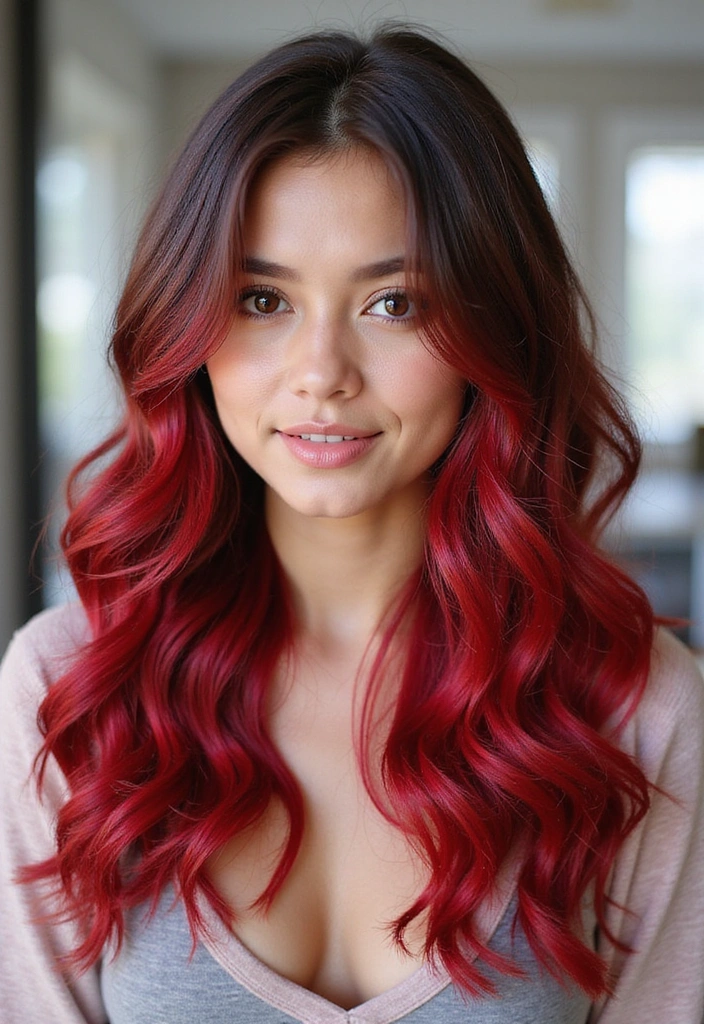 41 DIY Brown Hair with Red Highlights Ideas You Can Try at Home! - 20. Candy Apple Red Highlights