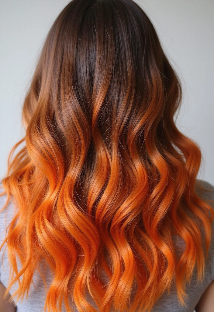 41 DIY Brown Hair with Red Highlights Ideas You Can Try at Home! - 22. Tangerine Highlights for a Summer Vibe