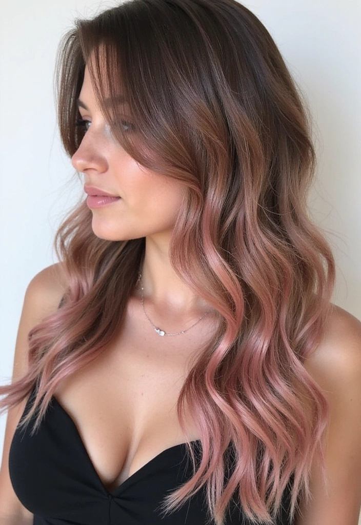 41 DIY Brown Hair with Red Highlights Ideas You Can Try at Home! - 25. Pink Champagne Highlights