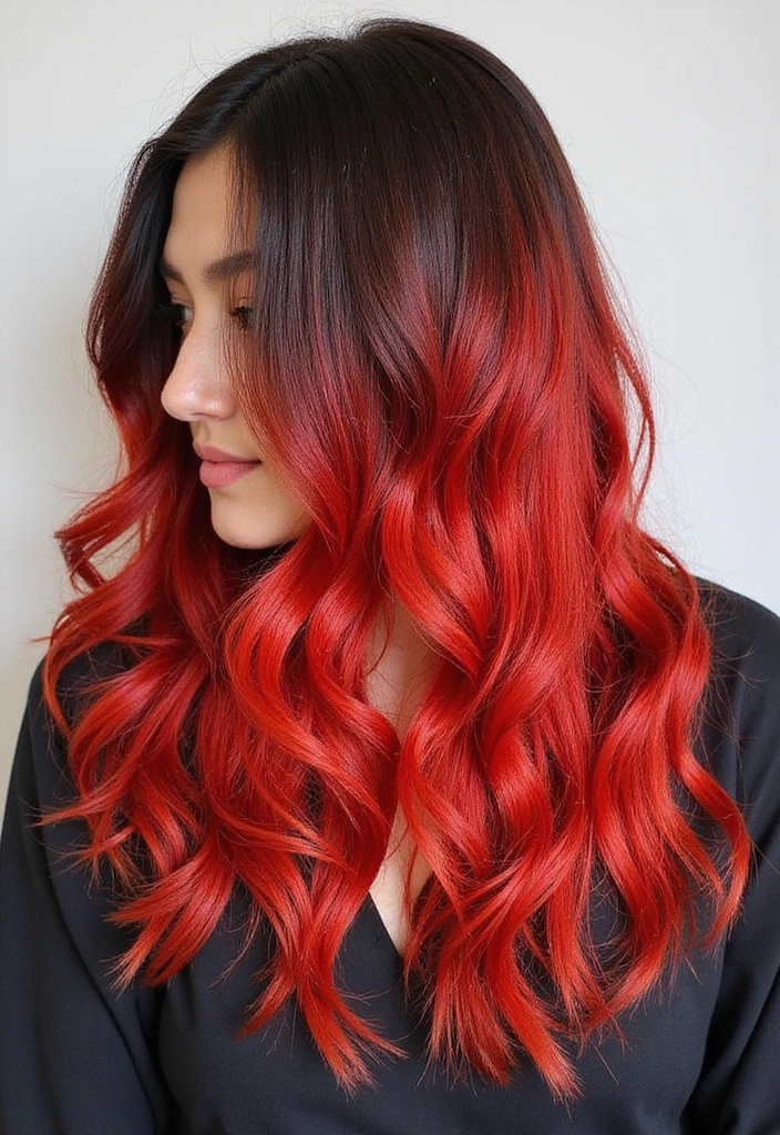 41 DIY Brown Hair with Red Highlights Ideas You Can Try at Home! - 3. Fiery Ombre Effect