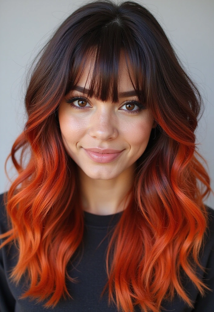 41 DIY Brown Hair with Red Highlights Ideas You Can Try at Home! - 31. Bright Firecracker Highlights