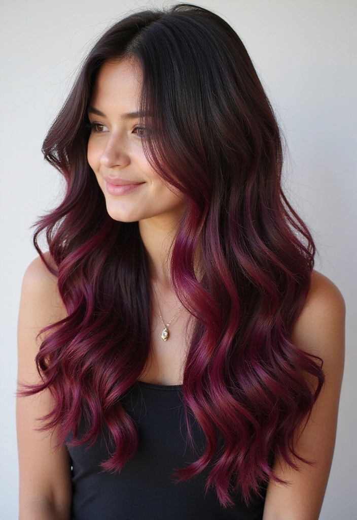 41 DIY Brown Hair with Red Highlights Ideas You Can Try at Home! - 8. Burgundy Highlights for a Dramatic Flair
