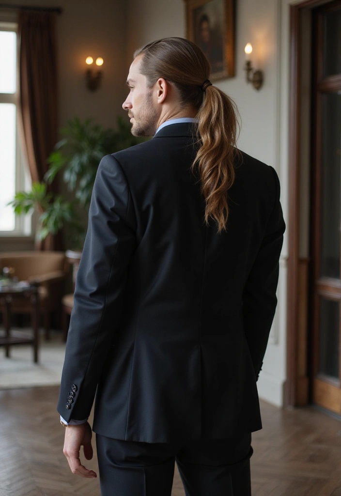 44 Vintage Old Money Hair Styles for Men That Will Make You Feel Like a Million Bucks! - 28. The Sophisticated Long Ponytail