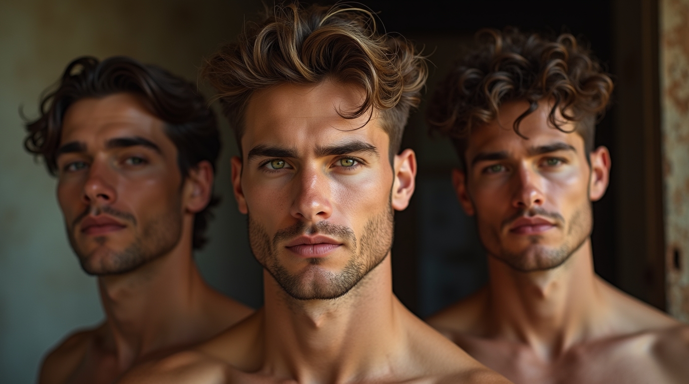 curly hairstyles for men with shade